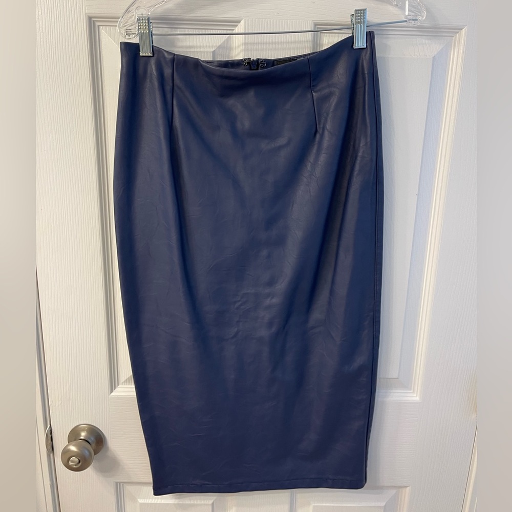 ASOS faux leather blue pencil skirt